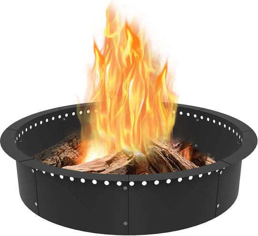Outdoor Smokeless Fire Pit Ring Liner 40-Inch — Heavy Duty Solid Steel