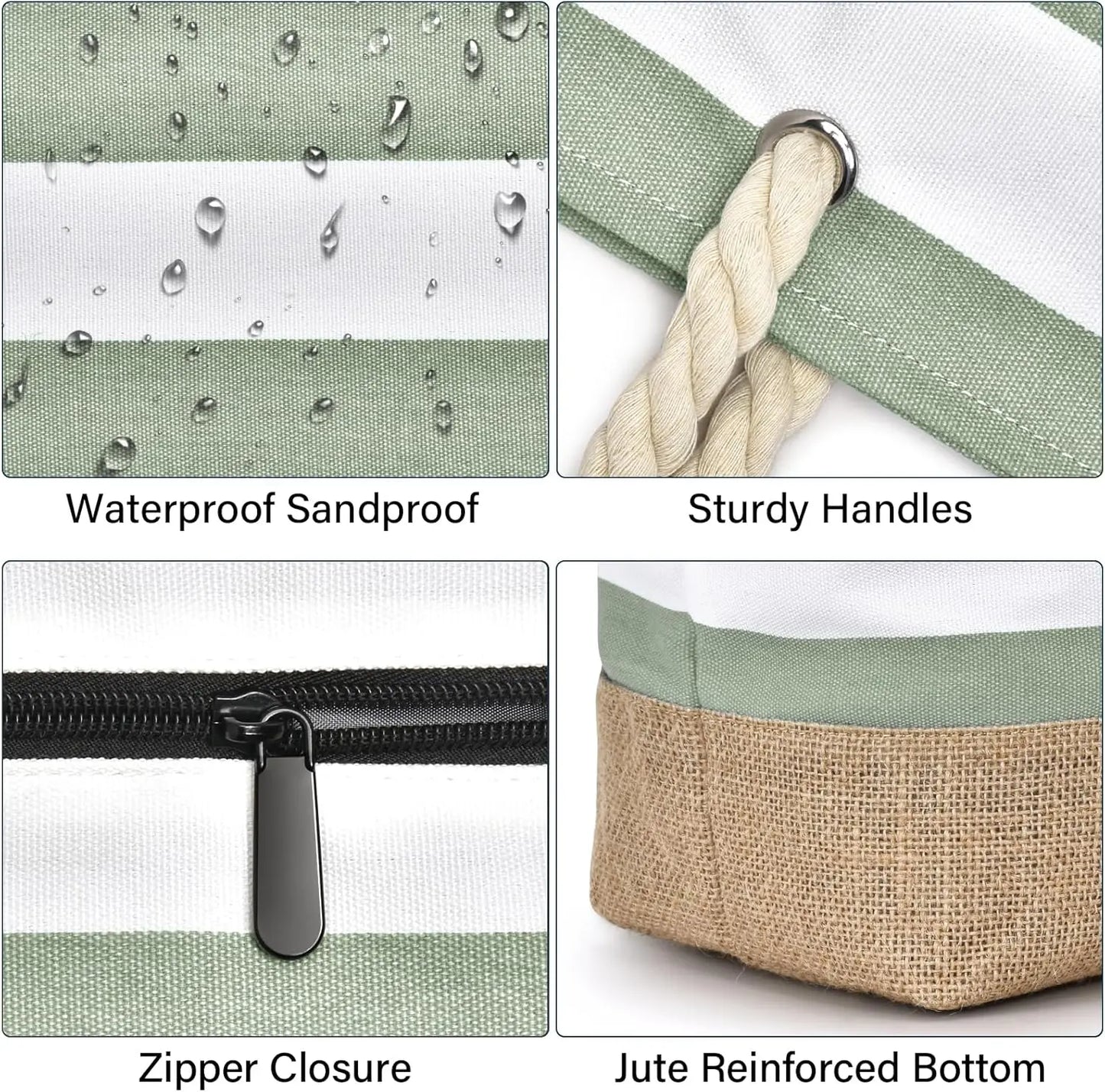 Large Canvas Beach Bag, Waterproof and Sandproof