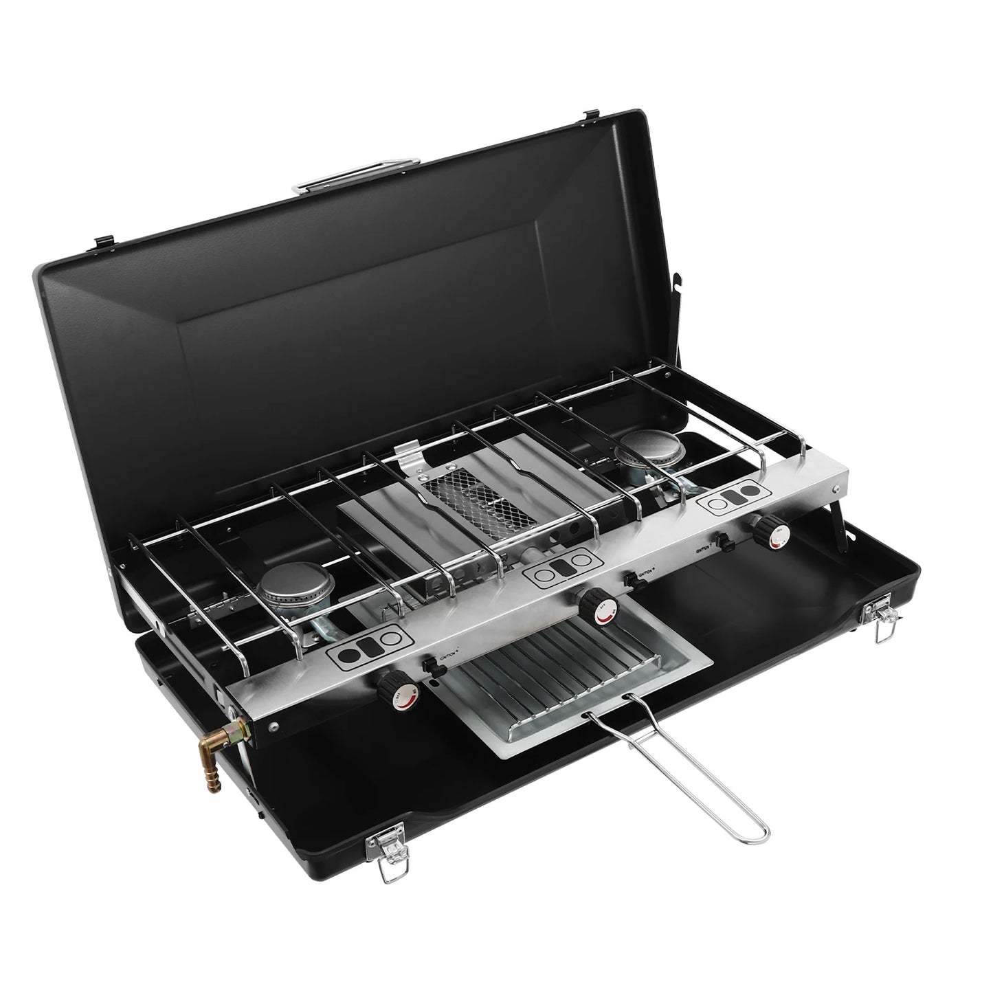3 Burner Propane/ Butane Gas Camping Stove W/ Grid + Tray