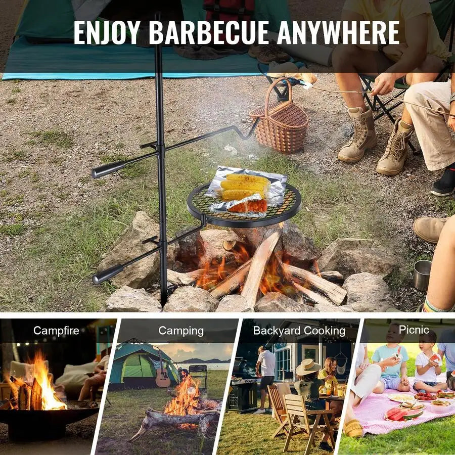 Swivel Campfire Grill Grate | 360° Adjustable Heavy-Duty Fire Pit Grill