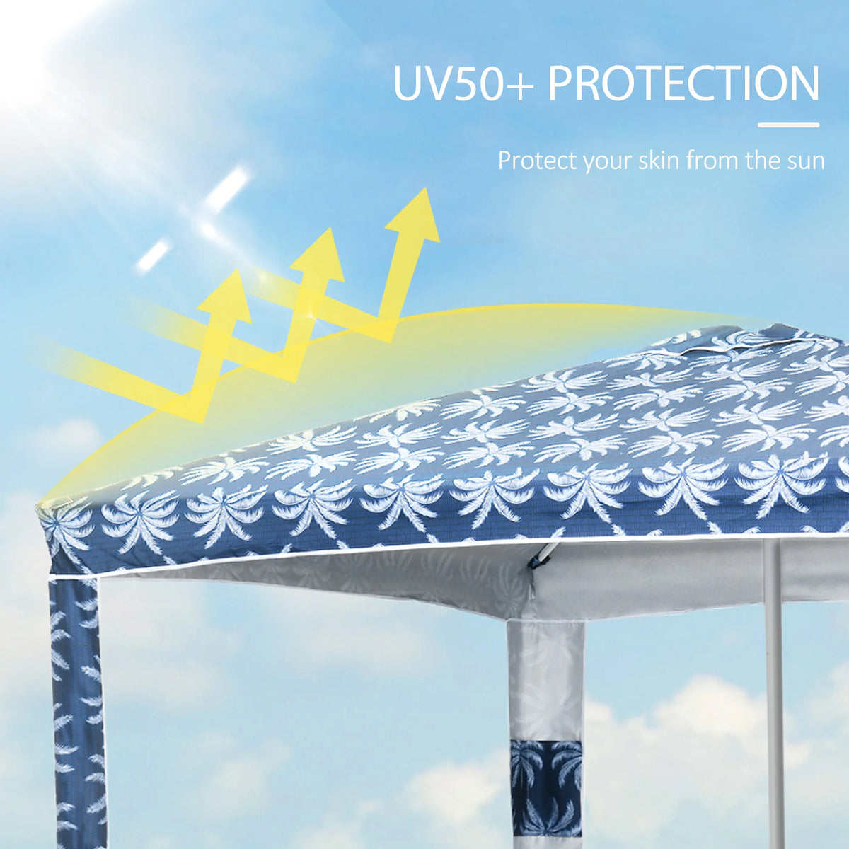 Outsunny 6.5' Ruffled Beach Umbrella with Sandbags & Carry Bag — Blue