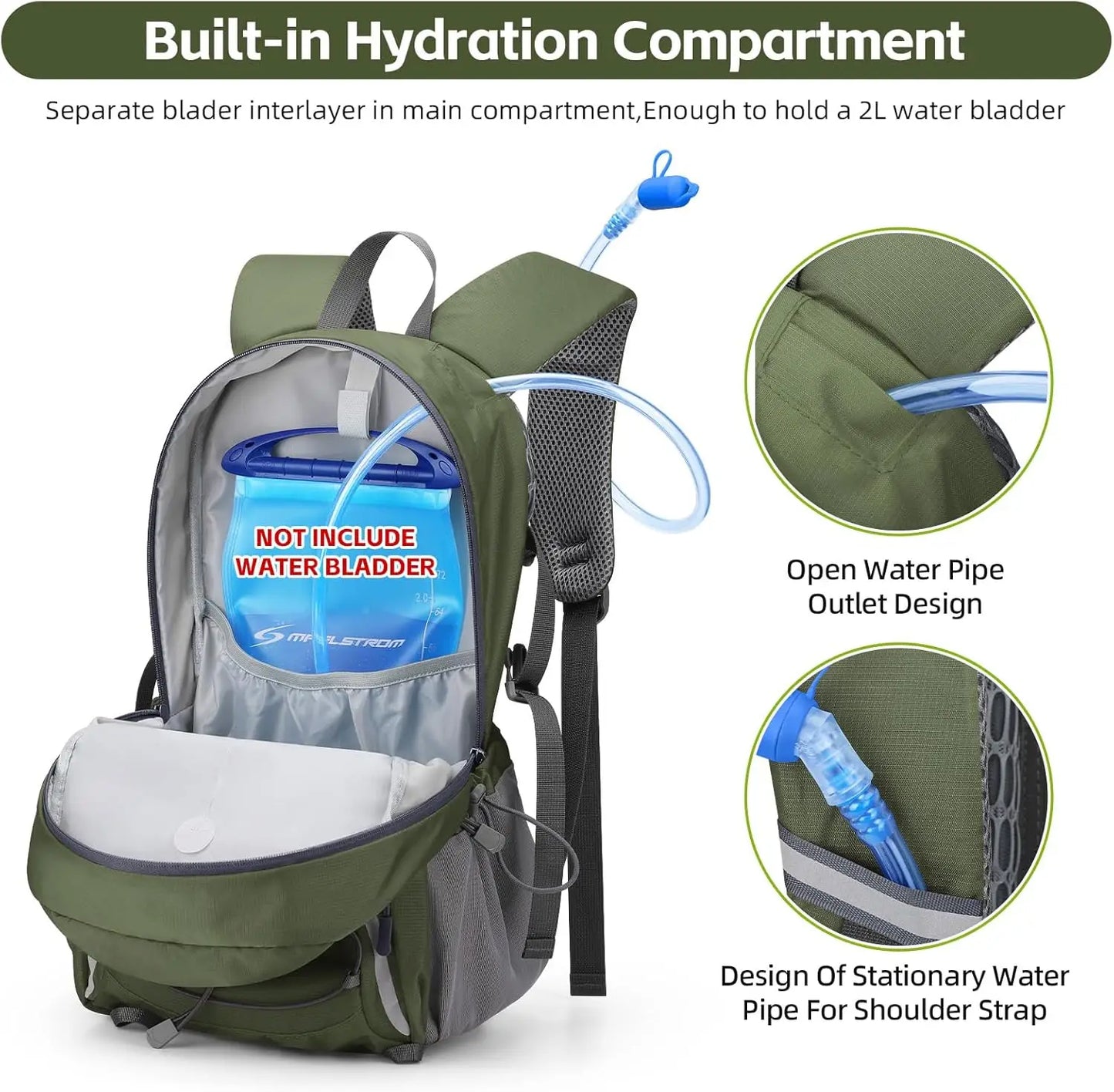 20L Waterproof Hiking Backpack | Lightweight Ergonomic Daypack for Men & Women — Army Green