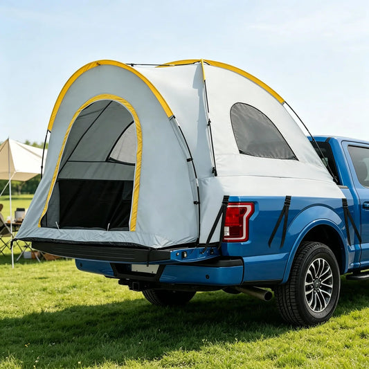 Waterproof Double Layer Pickup Truck Bed Tent with Awning – 4-Season Camping Shelter for 2–3, Fits 5–8.2 ft Beds