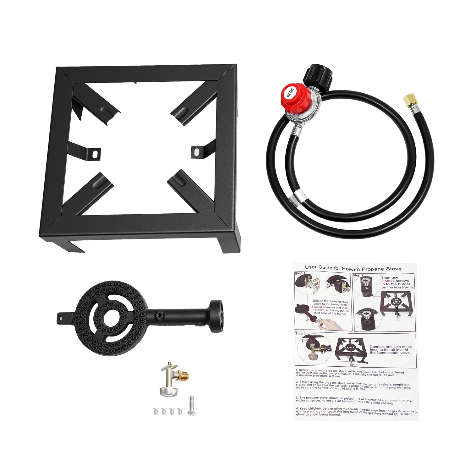 8000W Portable Propane Single Burner with Adjustable 0-10Psi Regulator Hose