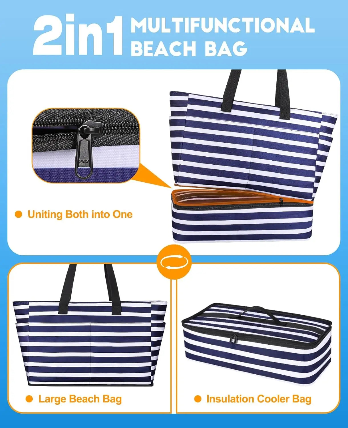 49L Beach Bag with Cooler | Waterproof, Sandproof, Zippered