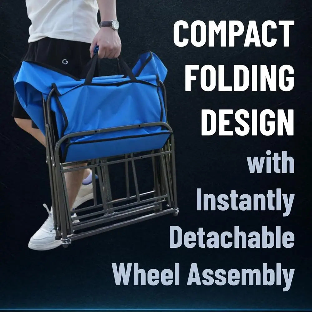 Heavy-Duty Collapsible Cart with Balloon Wheels and Chair Racks, Sand-Friendly, 300 LB Capacity