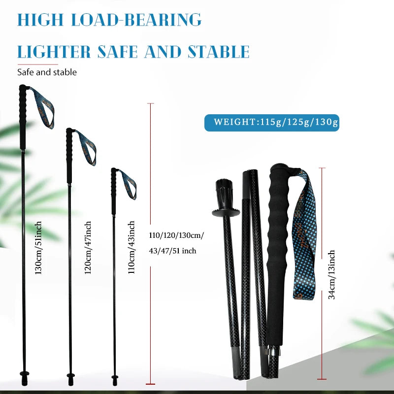 T800 Carbon Fiber Telescopic Trekking Poles: Lightweight Collapsible Hiking Sticks (Set of 2)