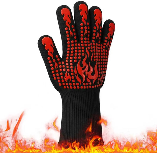 Extra Long BBQ Gloves – 1472°F Heat Resistant Silicone Grilling Gloves