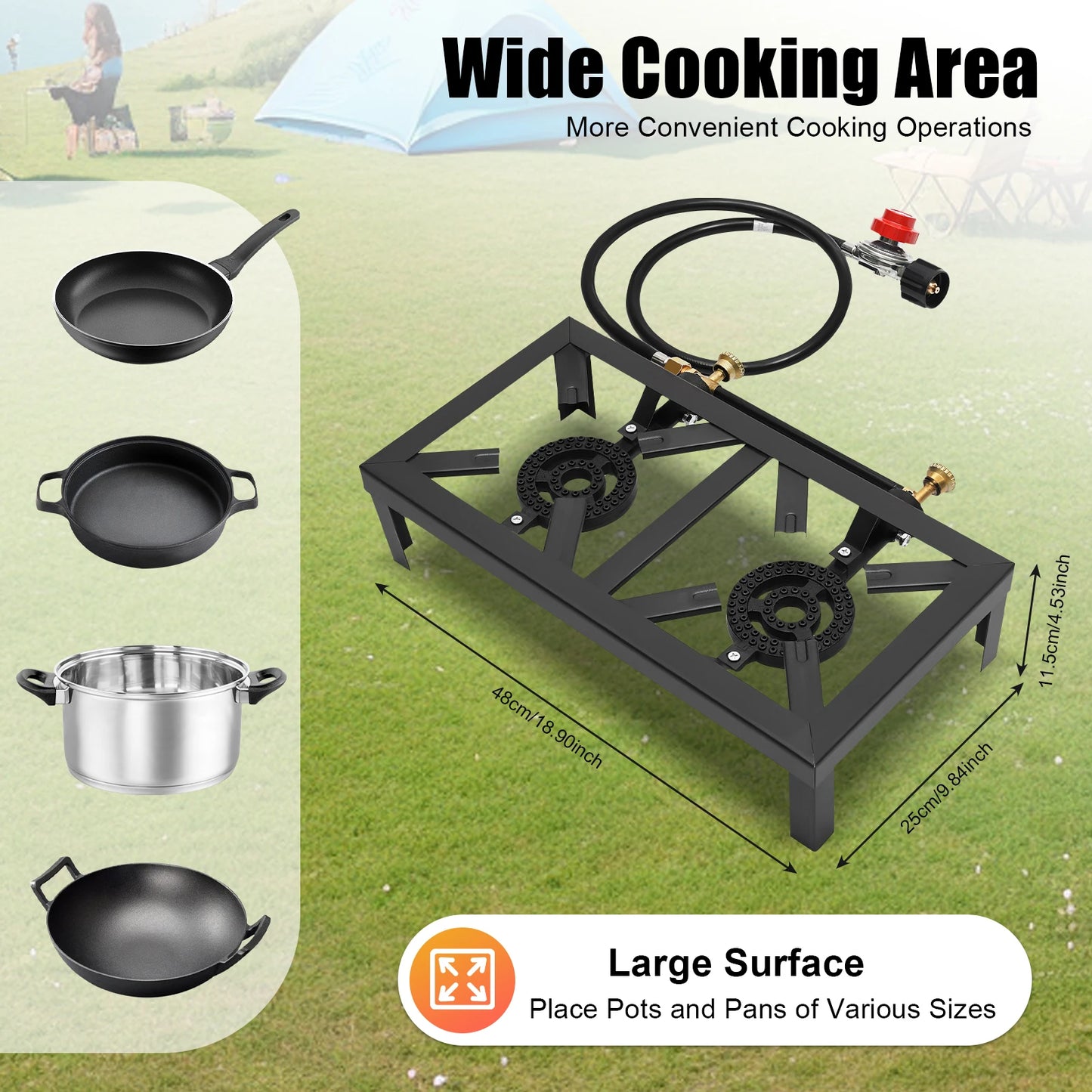 Portable Camping Gas Stove – 8000W, 1 or 2 Burner