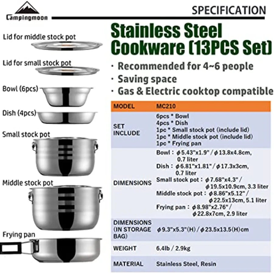 Stainless Steel Camping Cookware