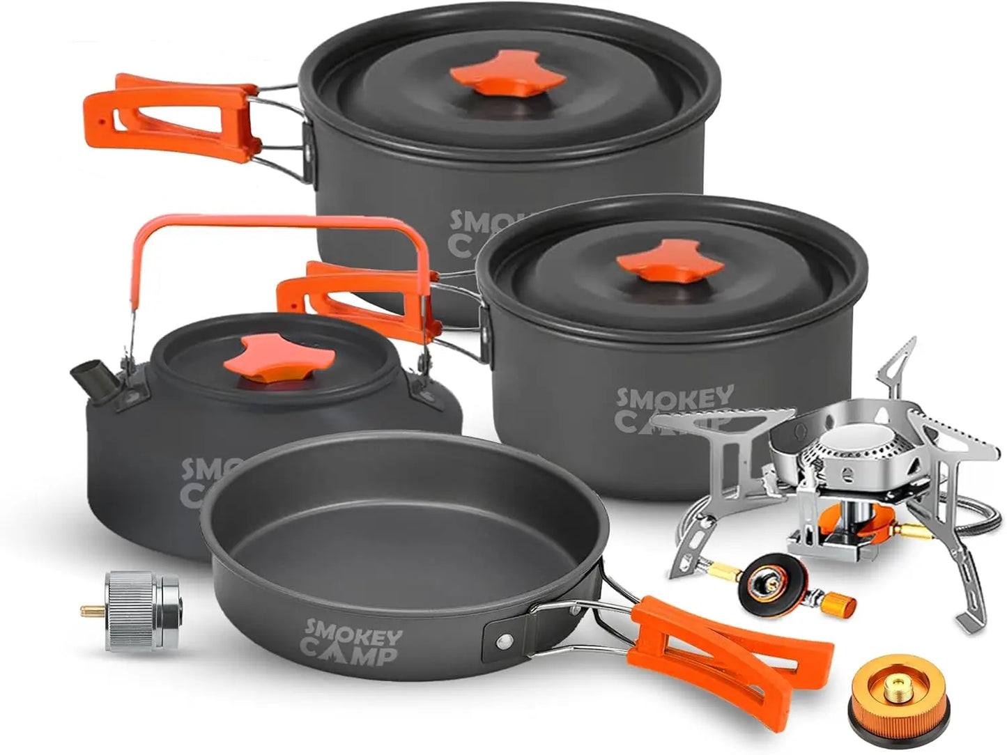 Camping Cookware MKit Set with Stove – All-in-One Non-Stick Backpacking Kit