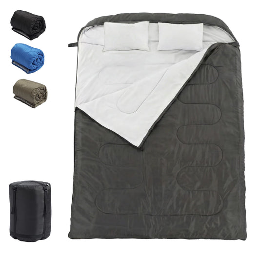 JHK Double Sleeping Bag for Adults with Pillow – 3 Season Lightweight 2-Person Camping Bag