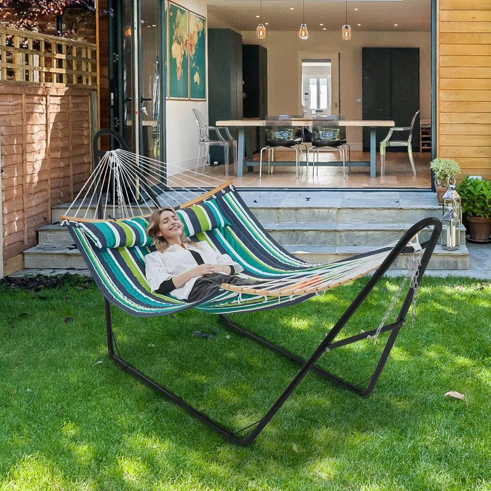 Padded Hammock with Stand & Removable Pillow