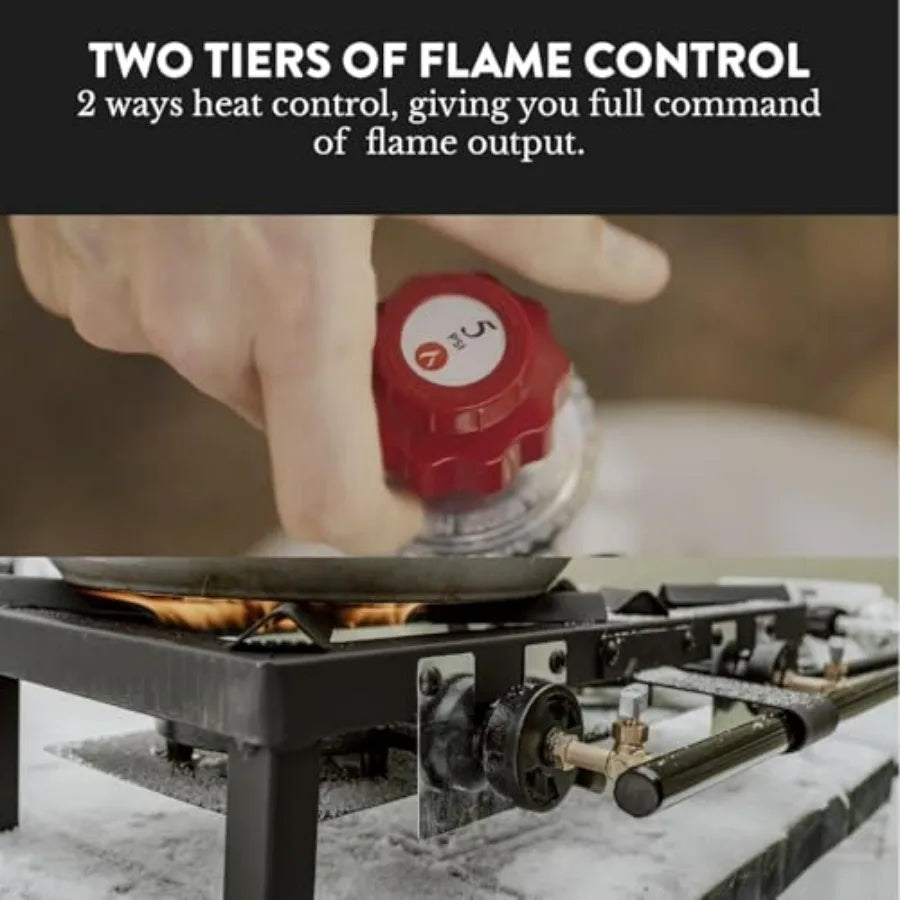 Stainless Steel, Black, High-Pressure Double Burner