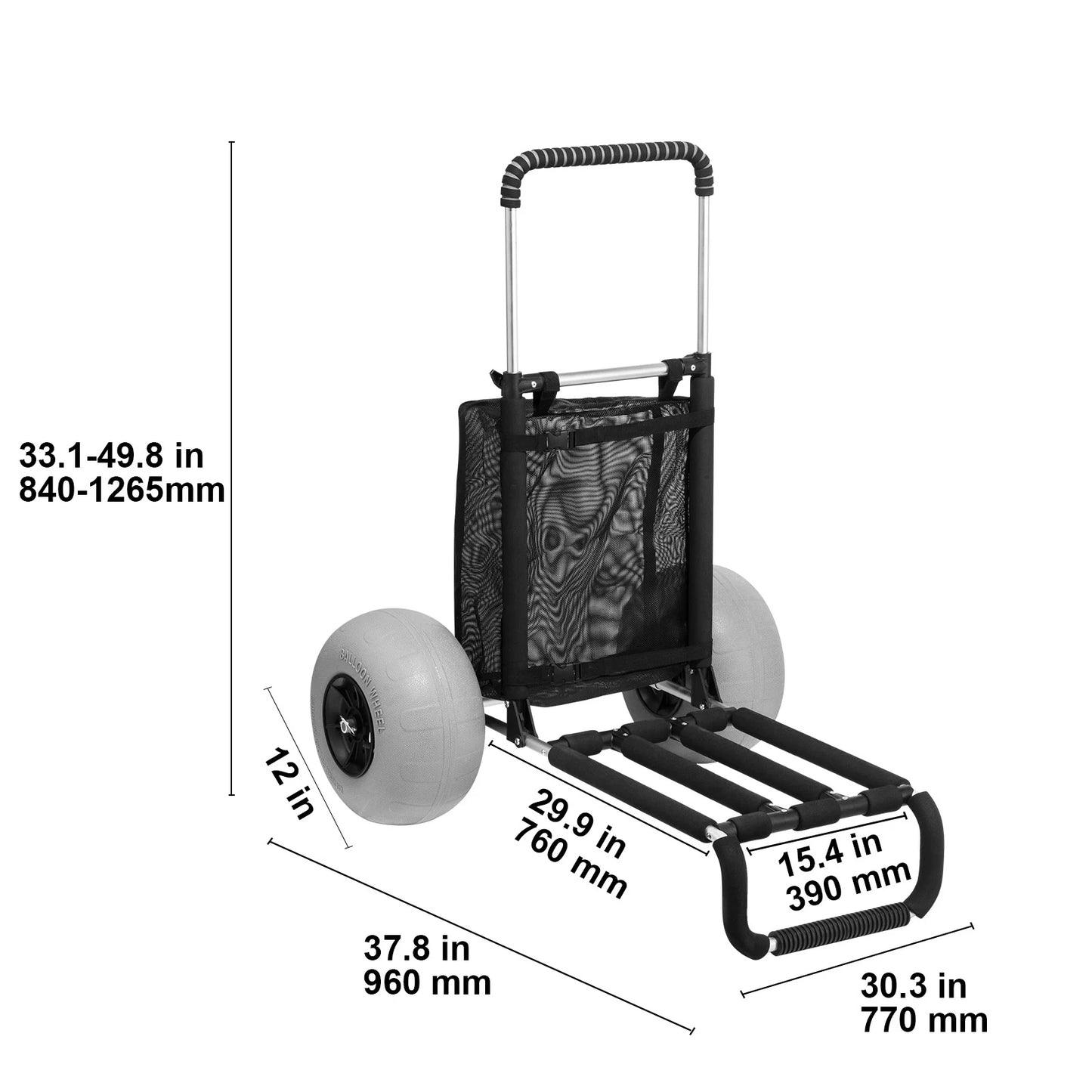 Beach Dolly with Big Wheels for Sand 165LBS Loading Capacity