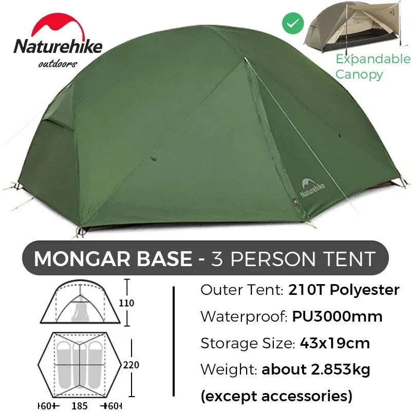 Camping Tent 2-3 Person 210T Polyester 3 Season Tent