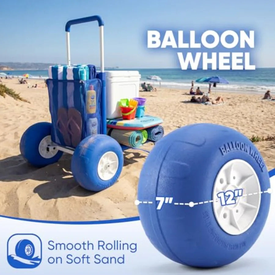 Heavy Duty Collapsible Beach Wagon with Balloon Tires