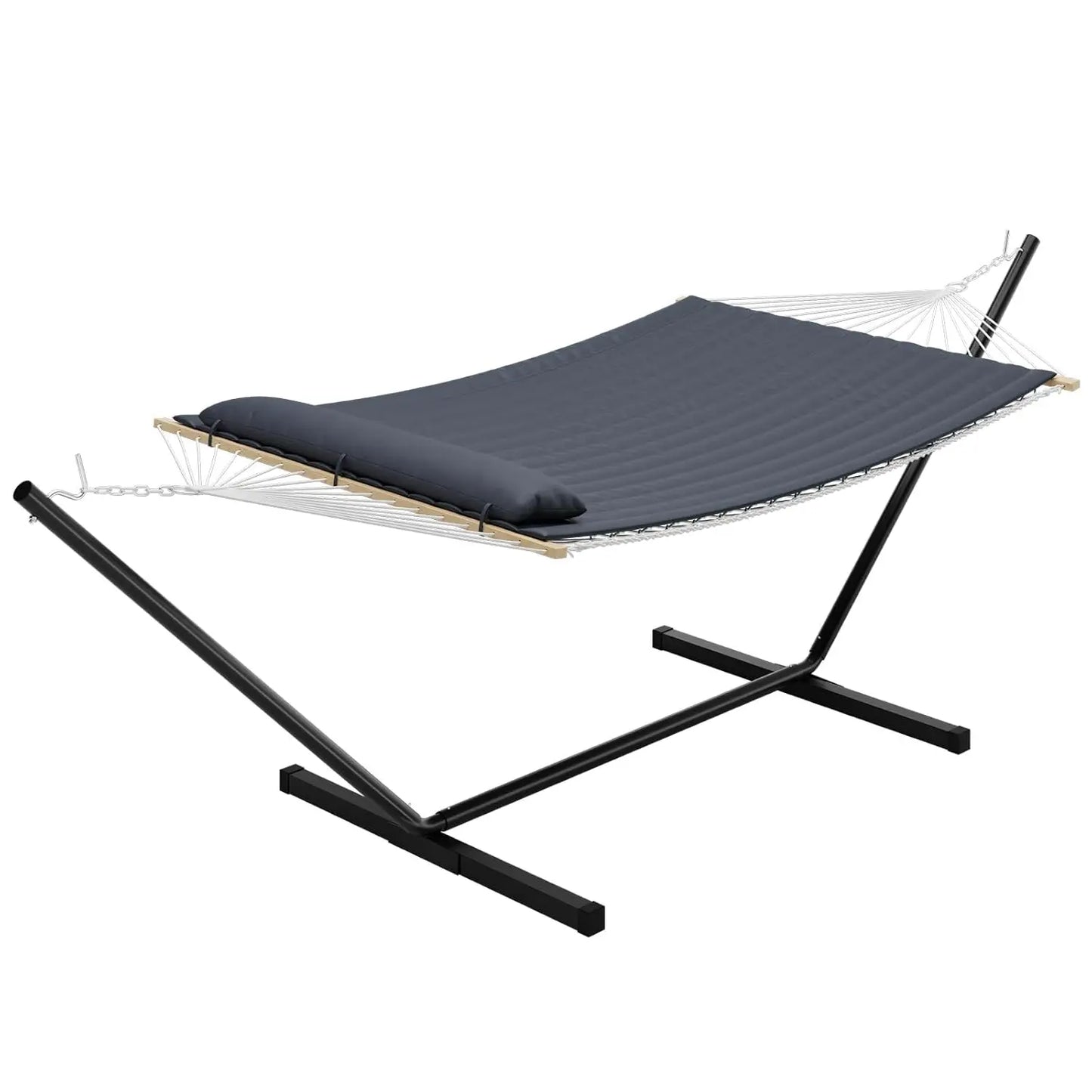 Double Hammock with Stand & Pillow, 450lbs Capacity