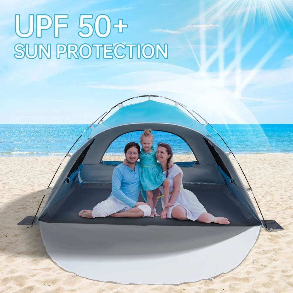 Night Cat Beach Tent Sun Shade Shelter 2–4 Person – UV Protection, Mesh Windows, Easy Setup