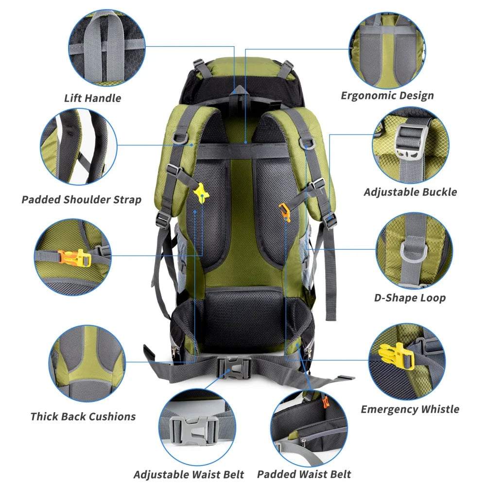 Night Cat Hiking Backpack – Lightweight Packable Pack with Rain Cover, No Frame