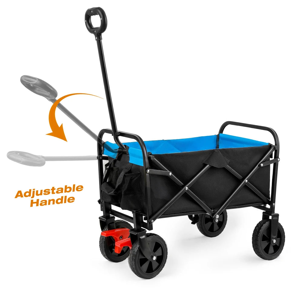 Folding Utility Wagon – 150 lb Capacity Beach, Garden & Camping Cart with Brakes