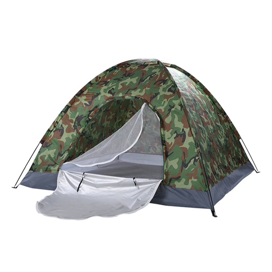 3-4 Person Camping Dome Tent Waterproof UV Proof 180T Silver Coated Polyester Fiberglass Poles Portable Bag Outdoor Camouflage