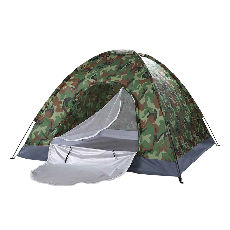 3-4 Person Camping Dome Tent Waterproof UV Proof 180T Silver Coated Polyester Fiberglass Poles Portable Bag Outdoor Camouflage