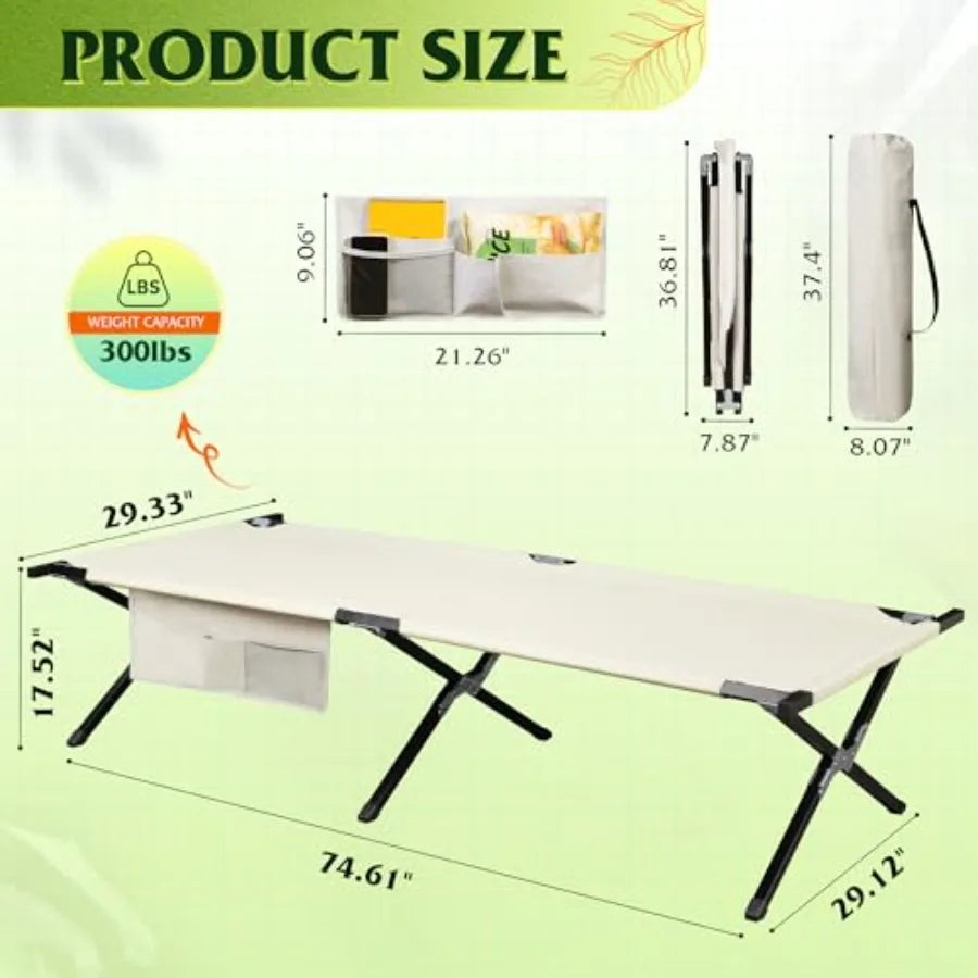 Military Camping Cot:Supports 300 Lbs