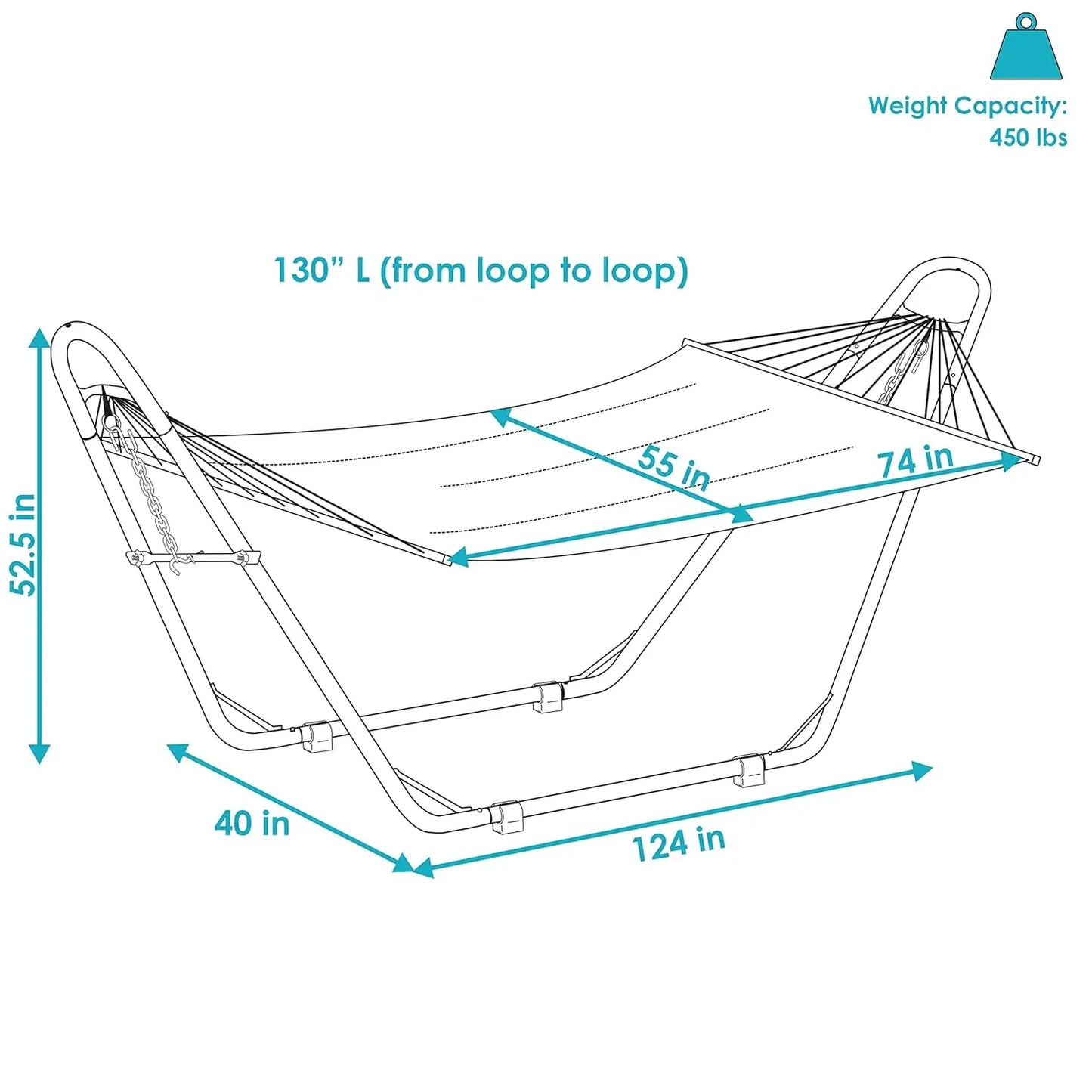 Double Quilted Fabric Hammock with Steel Stand 450lb Capacity Outdoor Patio 2 Person Black Stand Sandy Beach, Customized