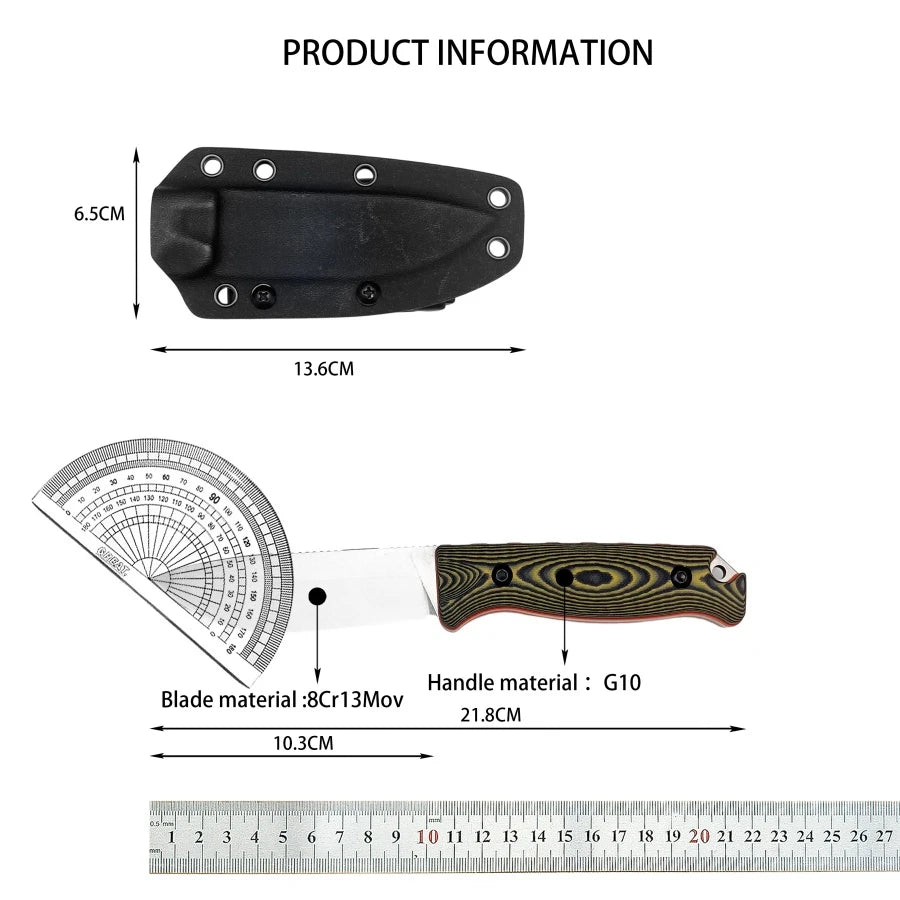 BM 15002 Tactical Straight Knife 8Cr13Mov Blade G10 Handle An All-purpose Outdoor Climbing Hiking Hunting Rescue Tool