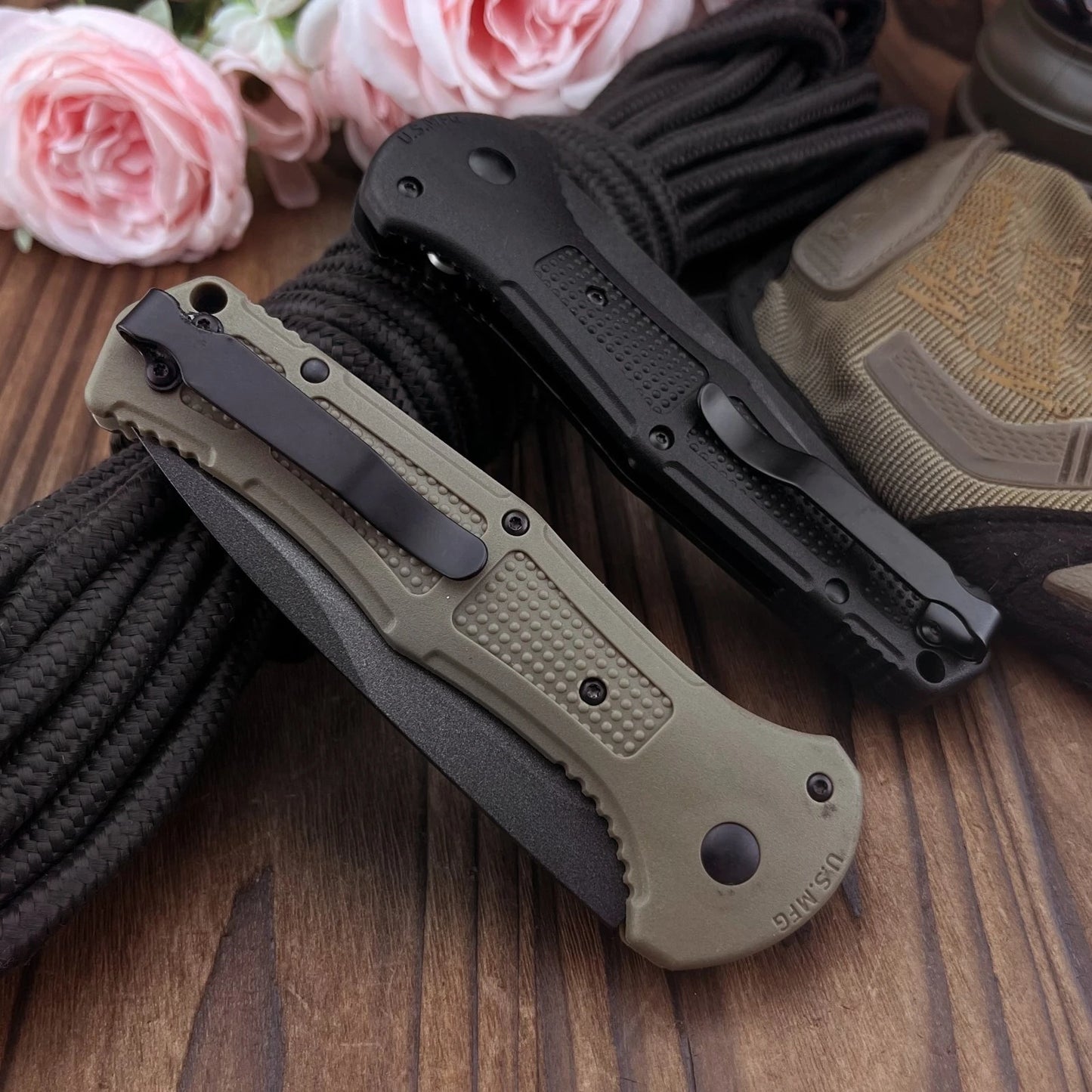 9070 Jungle Folding Pocket Knife — D2 Blade, Nylon Fiber Handle, EDC