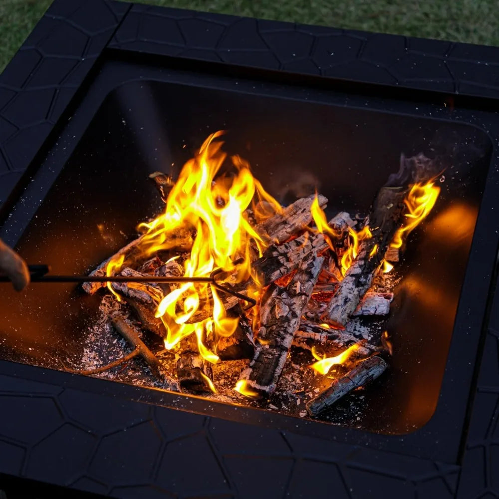 32 Inch Square Metal Fire Pit Table