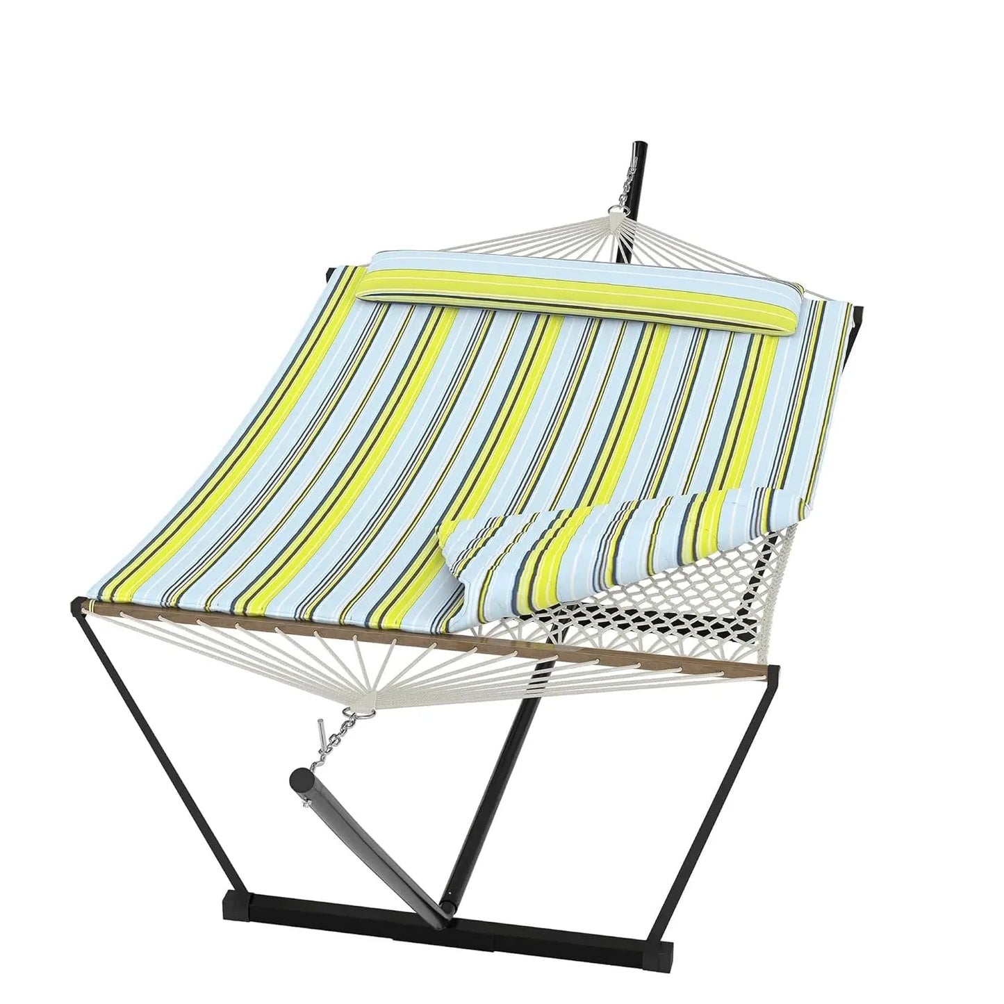 Double Hammock with Stand & Pillow, 450lbs Capacity