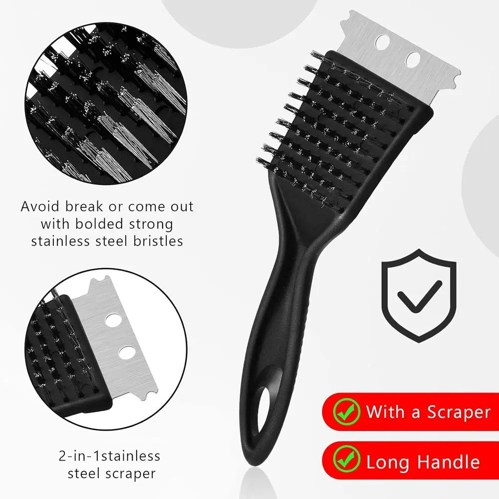 2 Pcs 8 Inch BBQ Grill Brush and Scraper