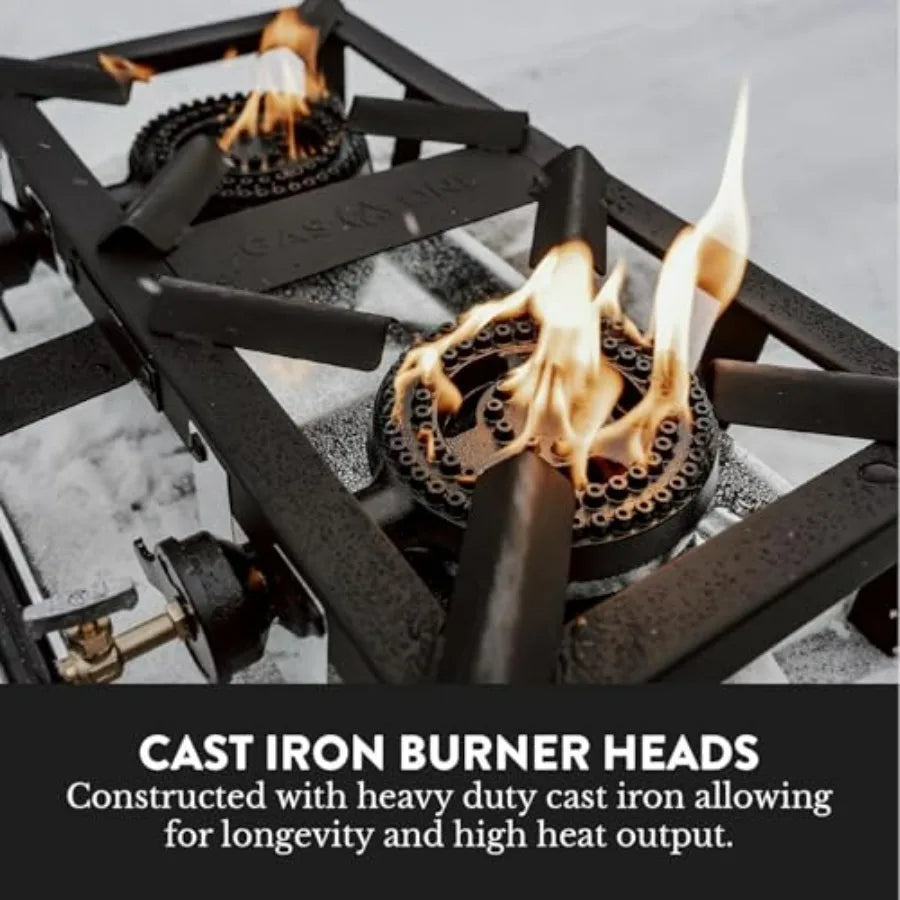 Stainless Steel, Black, High-Pressure Double Burner