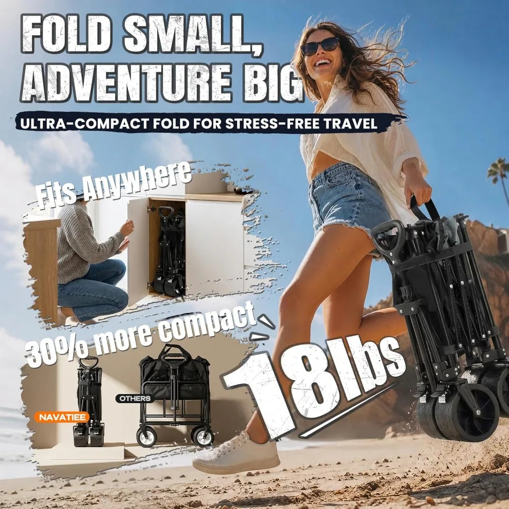 Heavy Duty Collapsible Wagon 330LBS | Folding Utility Cart for Camping Garden Beach