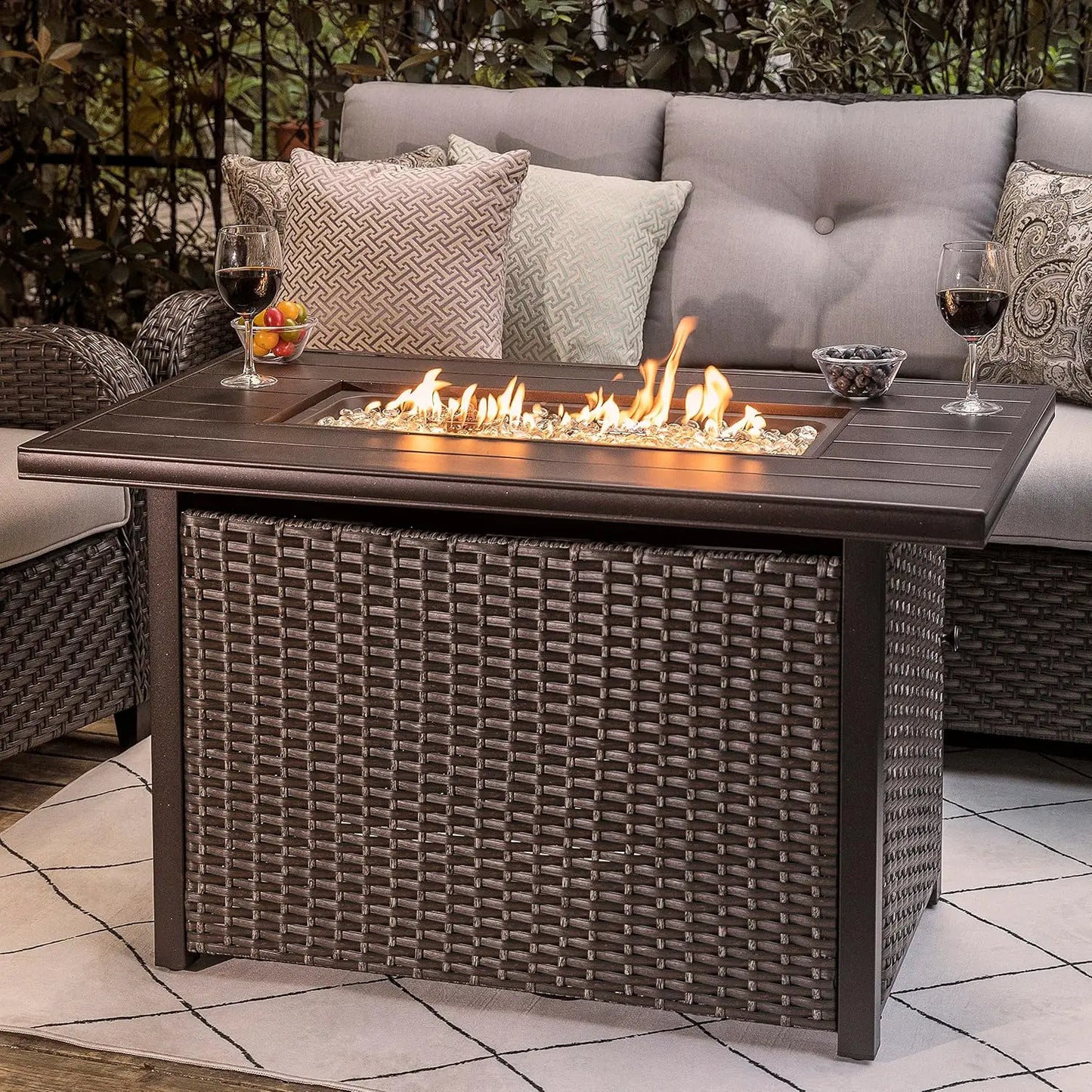 43" Propane Fire Pit Table 50,000 BTU | CSA Certified Outdoor Gas Fire Pit with Lid