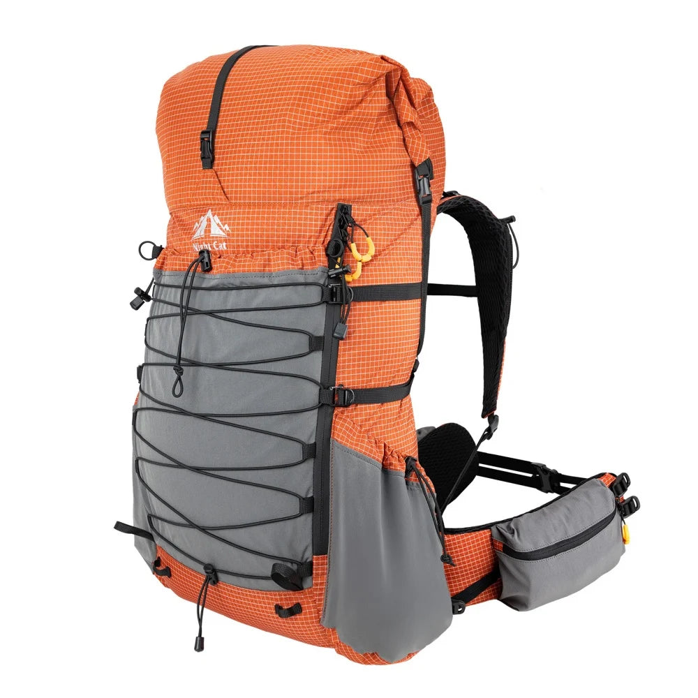 Internal-frame Hiking Backpack: 50L / 60L / 70L Roll Top with Rain Cover