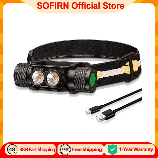 SOFIRN H25L USB Rechargeable Headlamp — 1000lm, 90CRI, 5000K, 18650 Battery