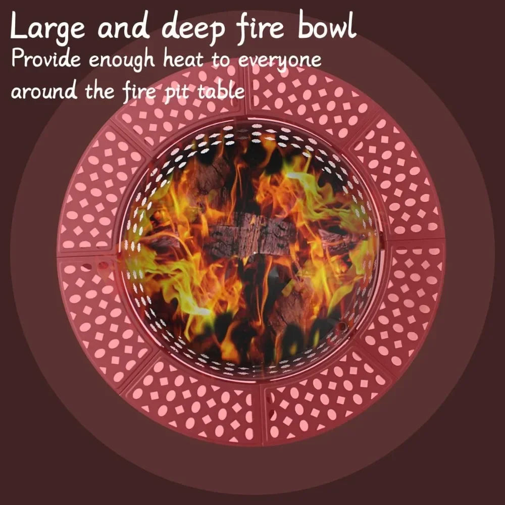 Fire Pit with 2 Grills, Lid, Poker and Waterproof Cover
