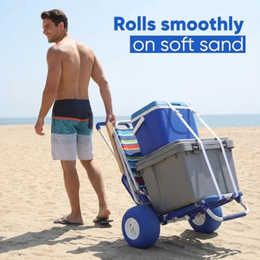 Heavy Duty Collapsible Beach Wagon with Balloon Tires