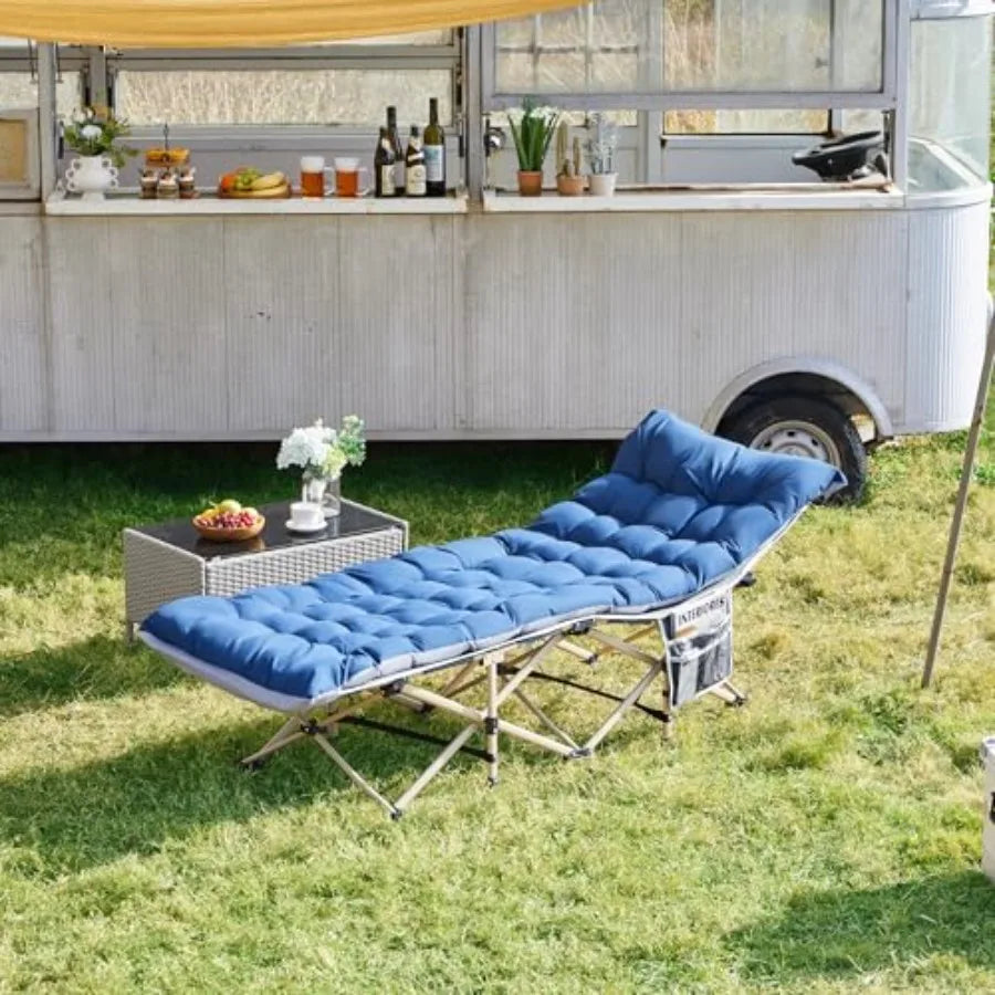 Folding Camping Cot w/Mat and and Carry Bag