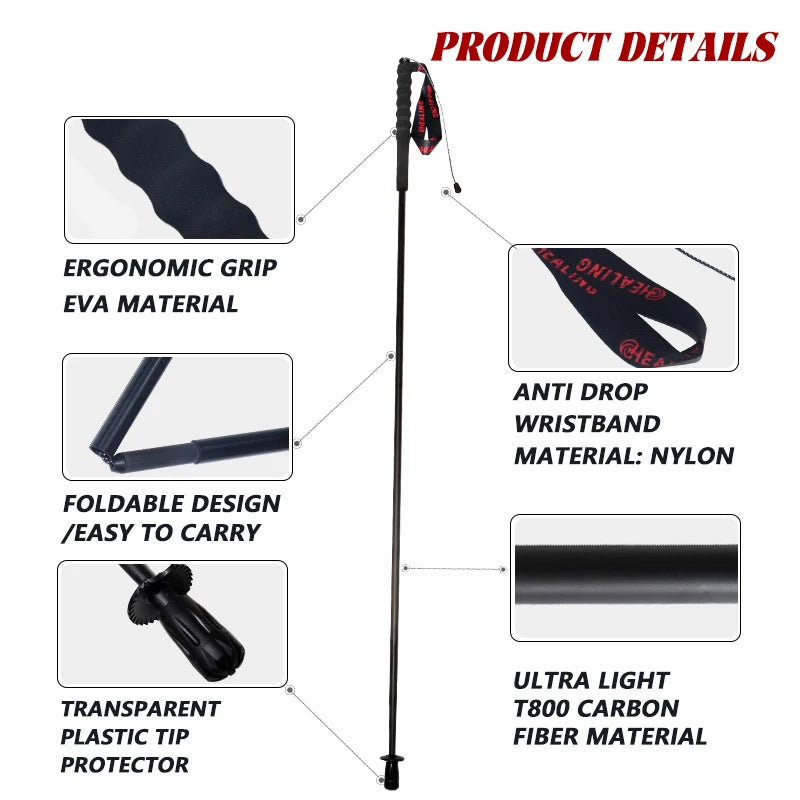 Carbon Fiber Folding Trekking Poles: Ultralight 5-Section Hiking Sticks (Set of 2)