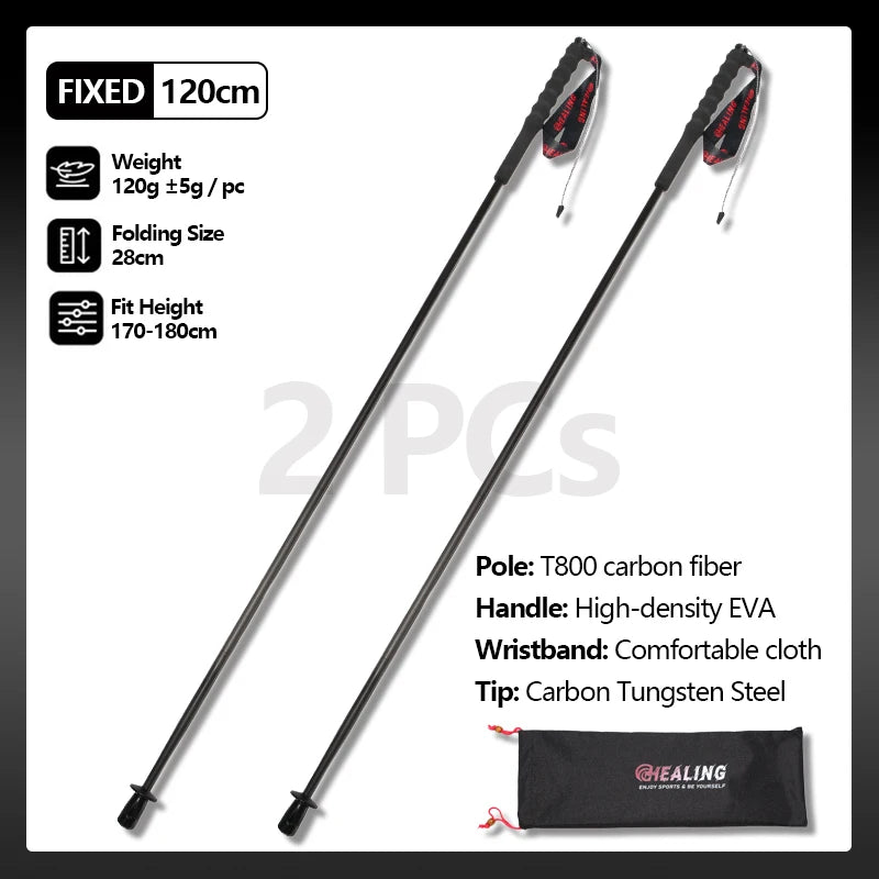 Carbon Fiber Folding Trekking Poles: Ultralight 5-Section Hiking Sticks (Set of 2)