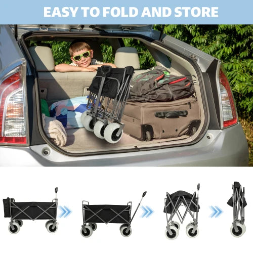 500 lb All-Terrain Steel Frame Collapsible Beach Wagon | Heavy-Duty Utility Sand Cart