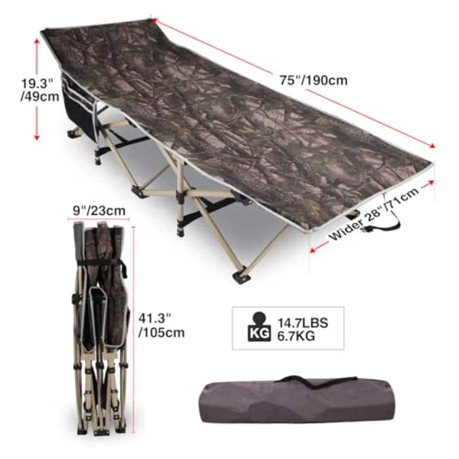 XL Camping Cot – 500 lb Capacity, All-Season