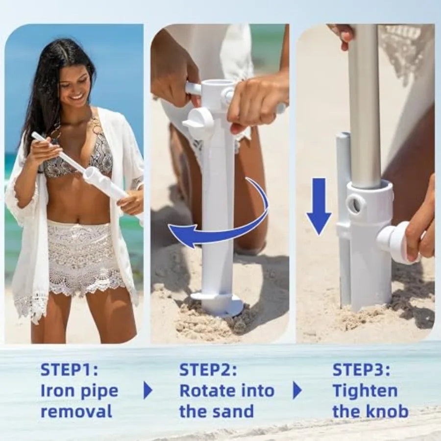 7ft High Wind Beach Umbrella with Sand Anchor