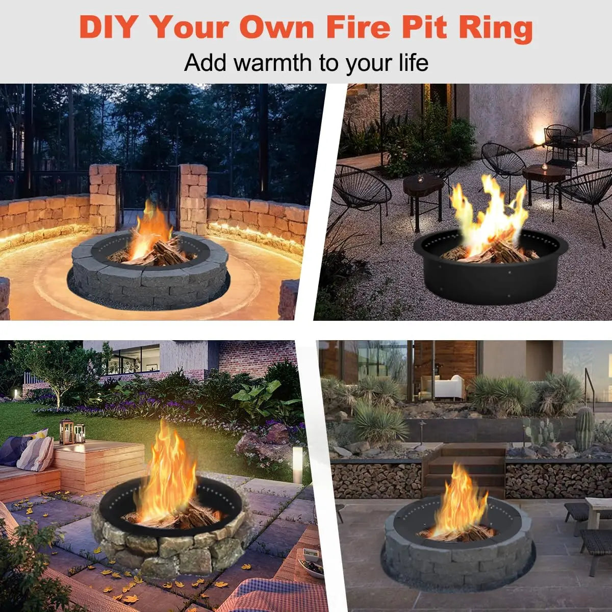 Outdoor Smokeless Fire Pit Ring Liner 40-Inch — Heavy Duty Solid Steel