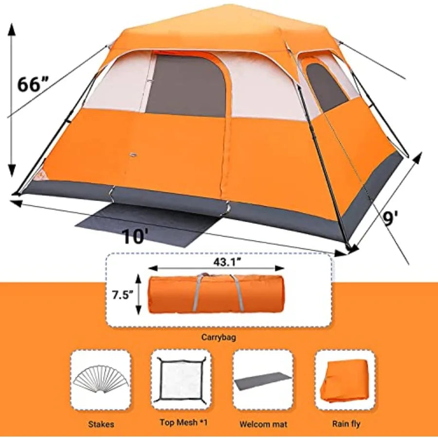 6 Person Tent -Waterproof with Top Rainfly