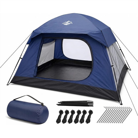 4 Person Dome Tent for Camping with Rainfly, Easy Setup Portable Outdoor Shelter for Family and Group Trips